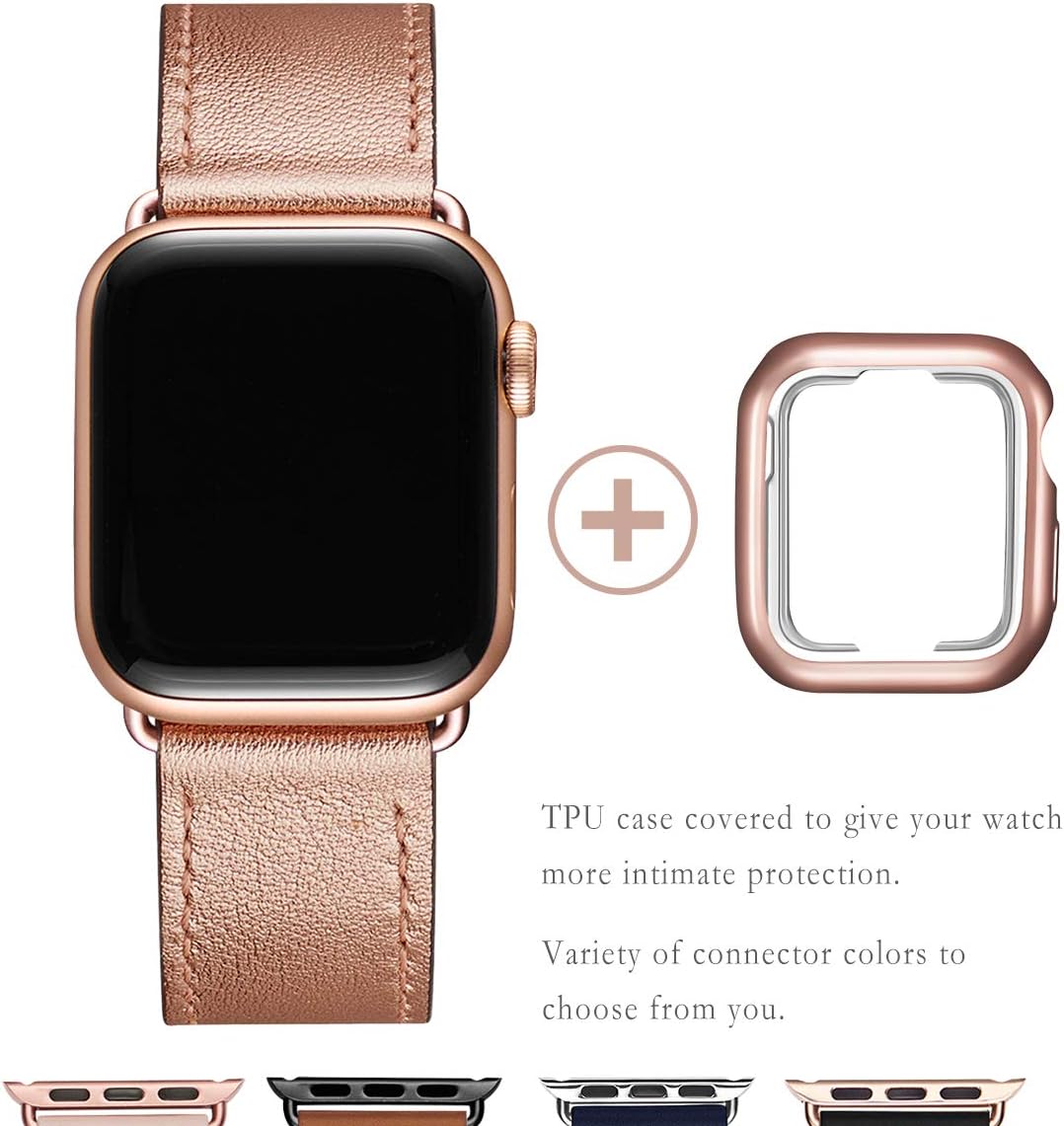 SUNFWR Strap Compatible with Apple Watch 38mm 40mm 41mm, Thin Genuine Leather Replacement starp - Image 3