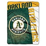 MLB Oakland Athletics Strike Plush Raschel Blanket, Green, 60 x 80-Inch