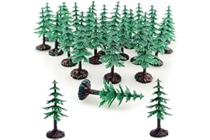 FAZHBARY 30 PCS Miniature Trees Miniature Christmas Tree Figurines for Crafts Plastic Trees Scenery Landscape Model Pine Tree