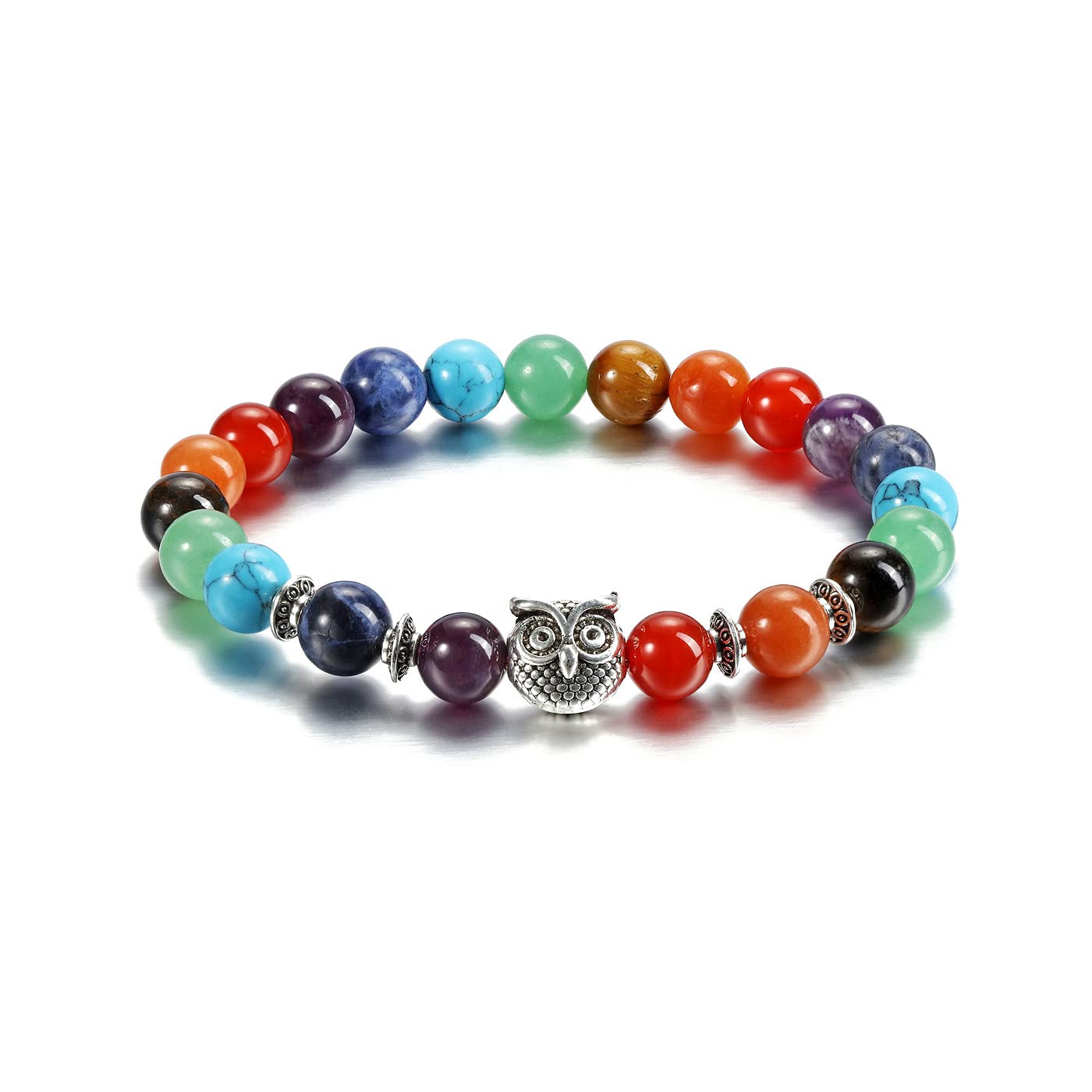 Jovivi 7 Chakra Healing Crystal Bracelet Owl Gifts for Women Natural Gemstone Yoga Reiki Chakra Stones Beads Anxiety Chakra Bracelets Spiritual Gifts for Women jewellery