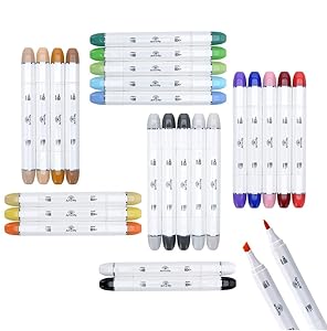24 Professional Brush Markers Set for Drawing Manga Markers Illustration with Blender Sketch Marker Copic Markers Alternative