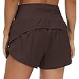 THE GYM PEOPLE Womens High Waisted Running Shorts Quick Dry Athletic Workout Shorts with Mesh Liner Zipper Pockets