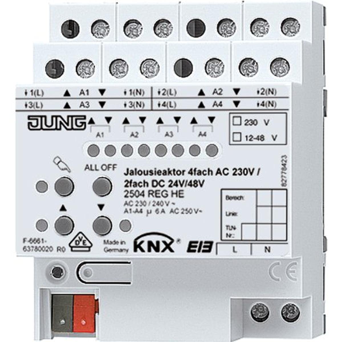 Jung 2504REGHE KNX Blinds Actuator 4-gang