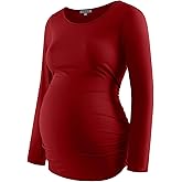 GINKANA Women's Baseball Crew Neck Flower Raglan Sleeve Maternity T-Shirt Top Pregnancy Shirt