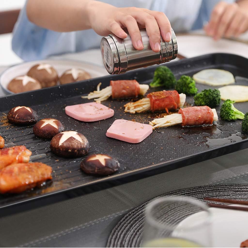 review Electric Smokeless Grill, Teppanyaki Electric Grill for Indoor BBQ, 5 Levels of Temperature Adjustment, Washable (Black)