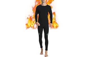 Runhit Mens Thermal Underwear Set: Long Johns for Men Base Layer Fleece Lined Thermal Underwear Shirts Pants Cold Weather