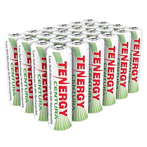 Tenergy Centura AA NiMH Rechargeable Battery, 2000mAh Low Self Discharge Batteries, Pre-Charged AA Batteries, 24 Pack