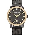 Geoffrey Beene Mens Watch - Stainless Steel Mesh Band Quartz Movement Analog Watch for Men, Gift for Men, Formal or Business Casual Minimalist Wrist Watches 42mm