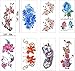 COKOHAPPY Large 8 Sheets Watercolor Temporary Tattoos for Girls Women Plum Lotus Chrysanthemum Peony Rose Lily Peach Arm Shoulders Waist Chest Back Night Show