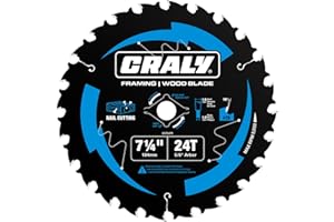 CRALY 7-1/4 Inch 24 Teeth Wood Cutting Framing Circular Saw Blade, 5/8 Inch Arbor, Carbide Tipped, Thin Kerf, Black Ice™ Coating, for Plywood, MDF, OSB, Laminated(C0724FR)