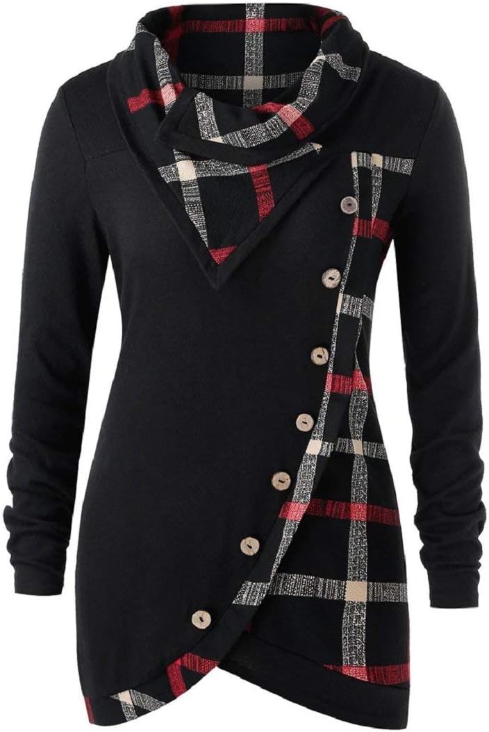 Women Generous Street Clothing Keep Warm College Students Vintage Long Sleeve Turn-Down Collar Buttons Patchwork Sweatshirt Pullover