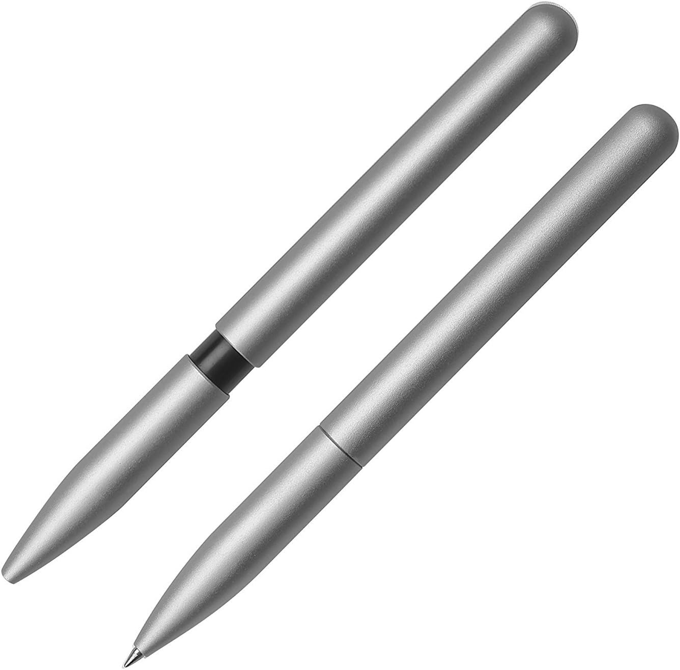 KOGOGO Aluminum Alloy Rollerball Pen Black Fine Point Gel Ink Minimalist Design with Gift Box(Grey)