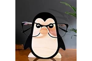 Kahbin 2023 Handmade Animal Glasses Storage Rack, 5.9" Wooden Animal Glasses Holder, Handmade Eyeglass Holder, Sunglasses Spectacle Display Rack for Home Decor Christmas Birthday Gifts (Penguin)