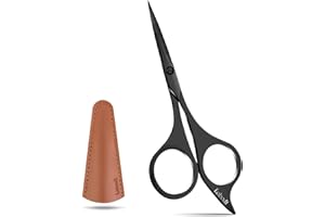 Lobodt Professional beard scissors, 4.9-inch (black) small pointed stainless steel hairdressing scissors, Moustache Trimming，suitable for personal care and beauty of both men and women