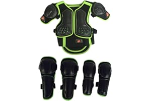 Takuey Kids Motorcycle Armor Suit Dirt Bike Chest Spine Protector Back Shoulder Arm Elbow Knee Protector Motocross Racing Skiing Skating Body Armor Vest Sports Safety Pads 3 Colors