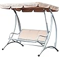 3 Seat Outdoor Patio Swing Chair, Swing Canopy Waterproof Cover Outdoor 3 Person Chair Top Cover(no Including Swing Chair)(Beige)