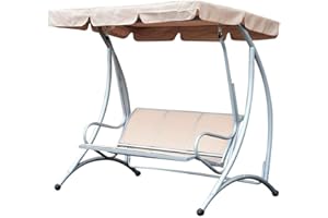 HAOFY 3 Seat Outdoor Patio Swing Chair, Swing Canopy Waterproof Cover Outdoor 3 Person Chair Top Cover(no Including Swing Chair)(Beige)