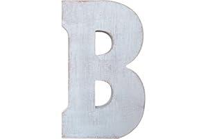 ABELOTS Large Wood Letter Distressed White Wash Alphabet Wall Décor Monogram Letter Alphabet Letters Free Standing Letters Wall Letters (B)