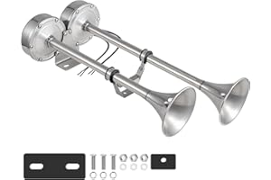 BANHAO Marine Boat Safty Horns 12V 180dB Double Trumpet Truck Horn Stainless Steel Horn Low and High Tone 2 Tube Horns for Sh