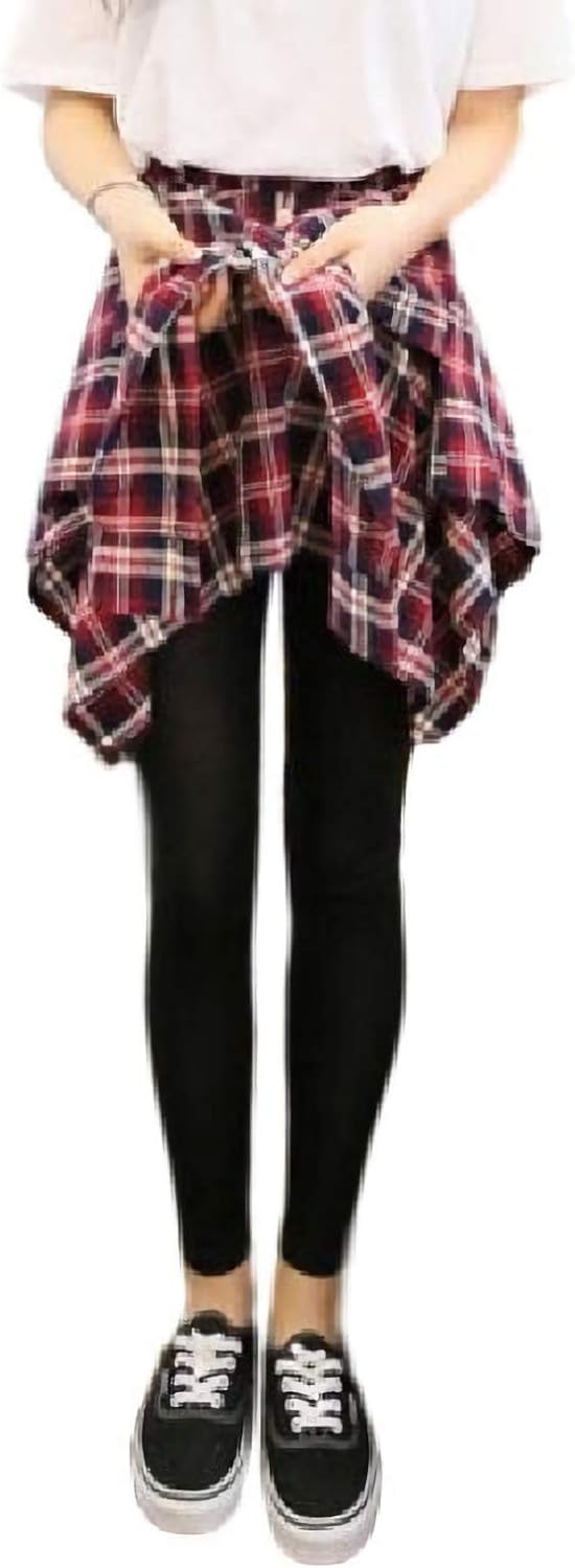 Amazon サラローズ レギンス スパッツ スリム ロング ストレッチ パンツ スカート 付き シャツ 腰巻き スタイル チェック柄 Free 赤ｘ黒 スカート 通販