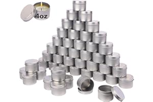 Biugaaufai 72 Pack 4 oz Sliver Metal Candle Tins with Lids, Round Bulk Metal Candle Jar, Matte Finish, Round 4 oz Candle Tins for DIY Candle Making and Storage