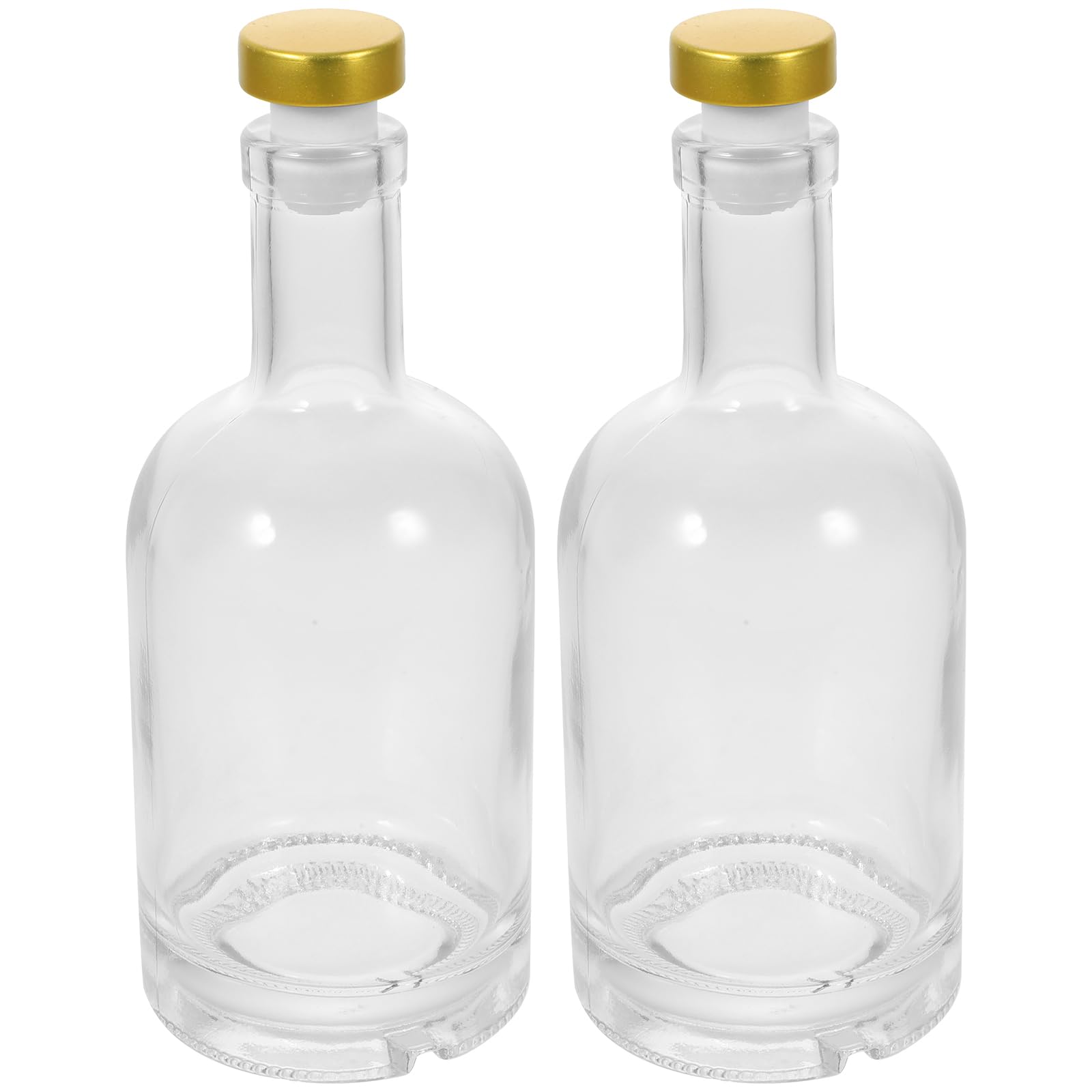 HEMOTON 2Pcs Thick Bottomed Wine Bottle 375Ml Clear Glass Decanter for Vodka Whiskey Beverages and Home Bar Use