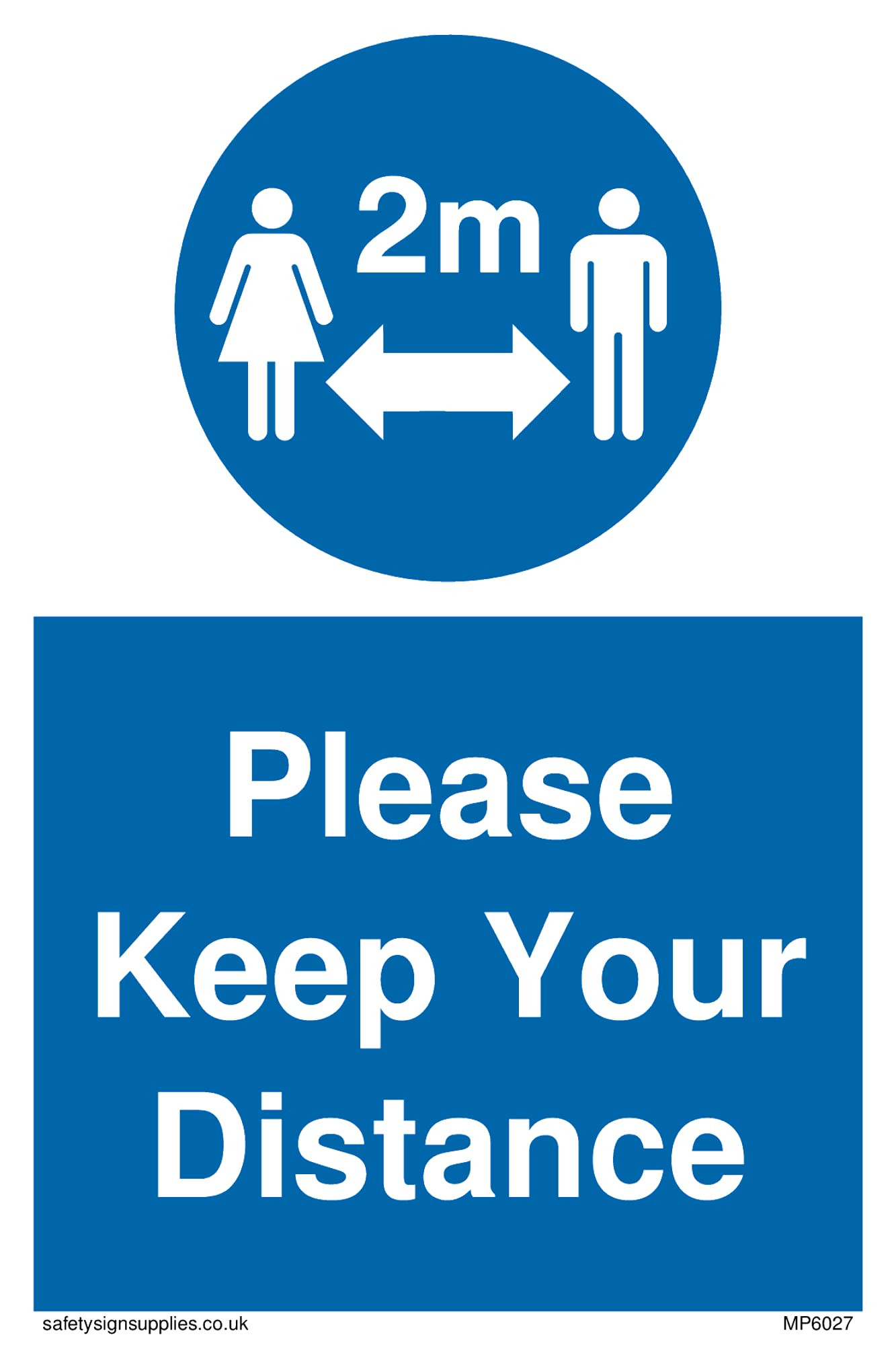 Pack of five - Please Keep Your Distance withsocial distancing symbol Sign - 100x150mm - A6P