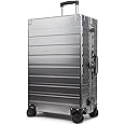 TRAVELKING All Aluminum Luggage with TSA Locks Metal Hard Shell Zipperless Spinner Alloy Metal Suitcase (Cool Metallic, 28 Inch)