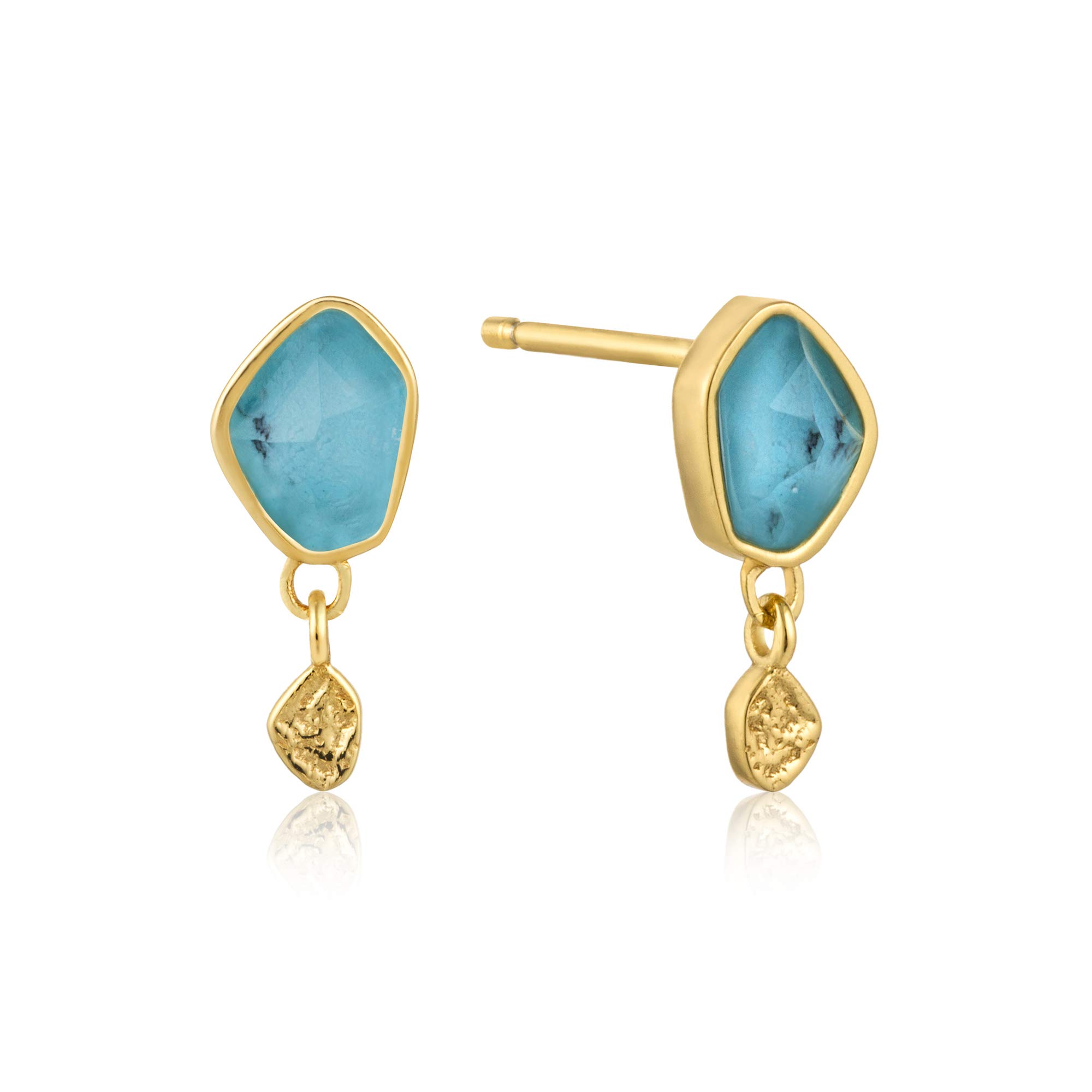 Ania Haie 925 Sterling Silver Turquoise Dangle Drop Fashion Earrings, 14k Gold Plated