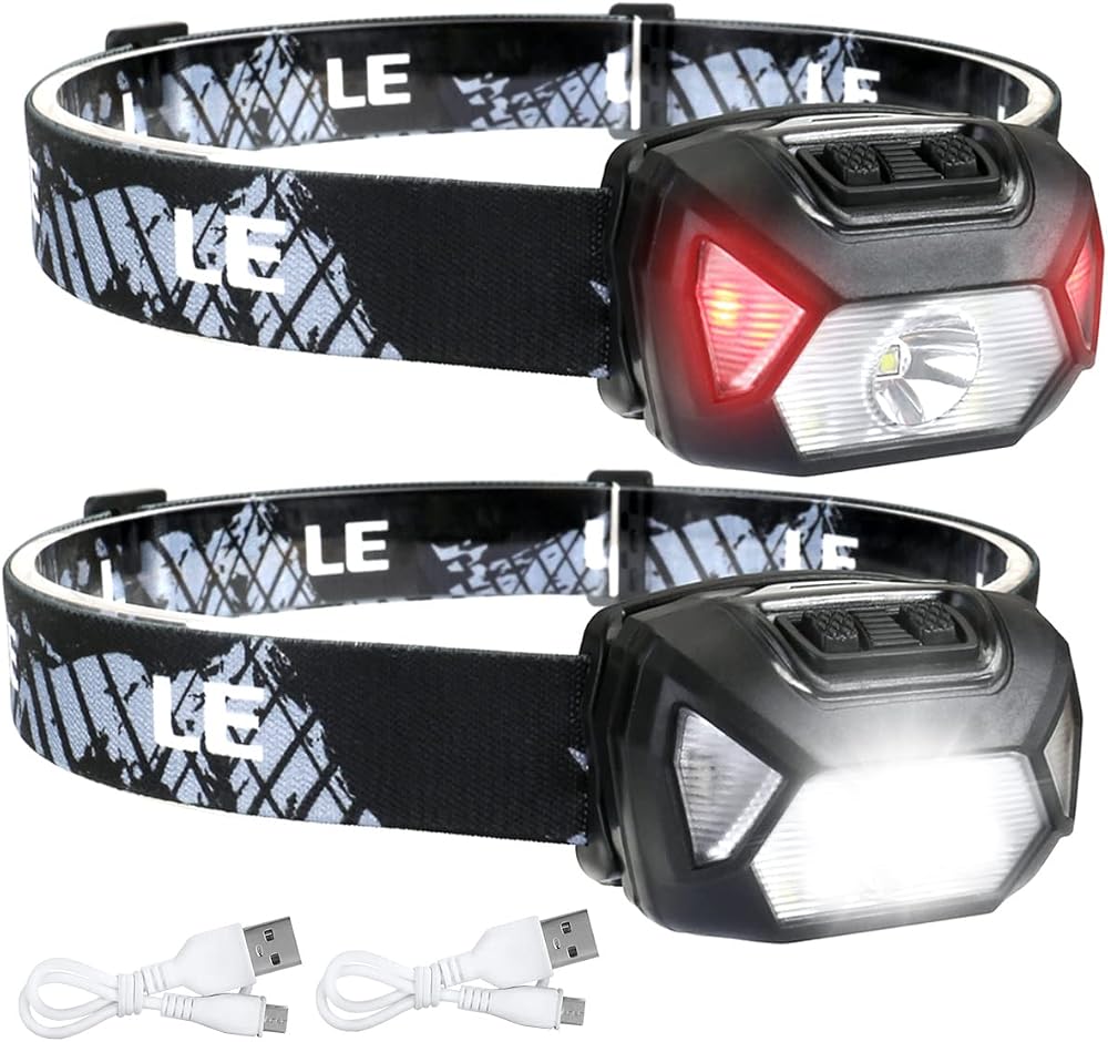 Lepro Head Torch Rechargeable 2 Pack Waterproof LED Headlamp 6 Modes 30H