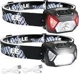 Lepro Head Torch Rechargeable 2 Pack Waterproof LED Headlamp 6 Modes 30H