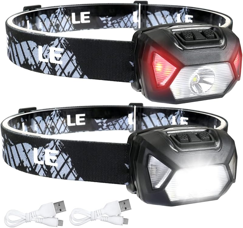 Lepro Head Torch Rechargeable 2 Pack Waterproof LED Headlamp 6 Modes 30H