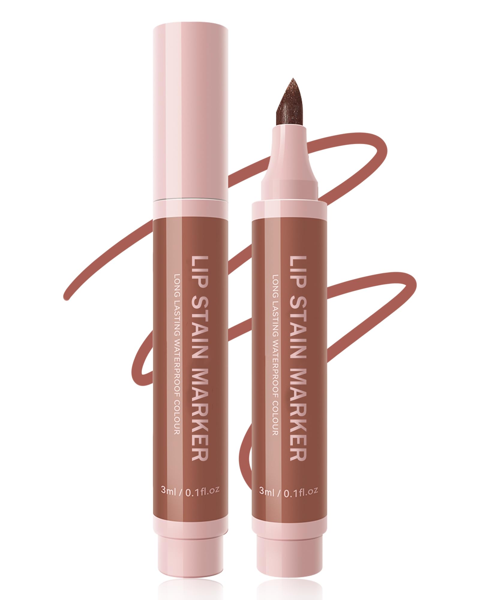 Lip Stain Marker Pen-1Pcs Nude Brown Hydrating Lip Stain Liquid Lip Liner Pencil, Long Lasting Waterproof Smudge-proof Natural Matte Finish, Precise Chisel Tip Smooth, Lip Makeup Gift for Women-02