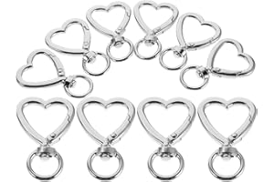 DIYEAH 10pcs Silver Zinc Alloy Lobster Claw Spring Keychain Clips with Heart-shaped Swivel Snap Hooks