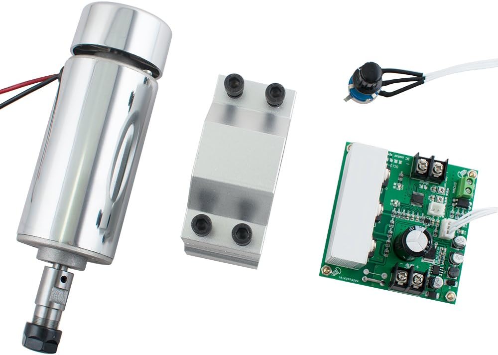 Enshey CNC Spindle Motor 400W Air Cooled ER11 & Mach3 PWM Speed Controller + Mount Engraving Kit