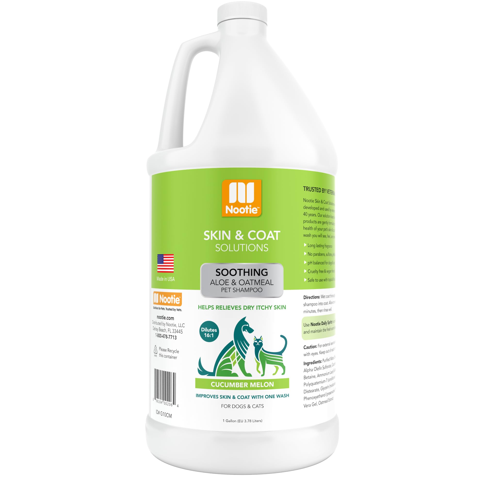 Nootie Cucumber Melon Soothing with Aloe and Oatmeal Pet Shampoo, 1 gal