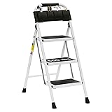 3 Step Ladder EFFIELER Folding Step Stool with Wide