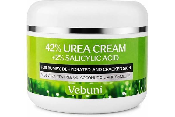 Vebuni Urea Foot Cream with Salicylic Acid, 4 Oz, Intensive Moisturizing Cream for Dry and Rough Skin, Softens and Hydrates F