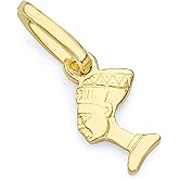 14k REAL Yellow Gold Queen Nefertiti Charm Pendant