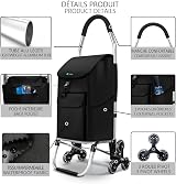 VOUNOT Folding Shopping Trolley 6 Wheels Aluminium 58L Detachable Bag view 2