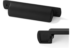 CABDM 6 Pack Black Cup Pulls 3"(76mm) Center to Center Drawer Pulls Matte Black Cabinet Cup Pulls Kitchen Cabinet Hardware Vintage Cabinet Handles Bin Cup Drawer Handles Black Knobs.