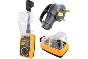 JADODE RV Surge Protector 30 Amp Upgraded 2100 Joules with Waterproof Cover Surge Protector,RV Circuit Analyzer with LED Indicator 30 AMP RV Adapter Plug for Camper