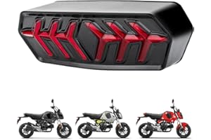 HAZAWA Grom Integrated Tail Light with Turn Signal Sequential Led SMD Motorcycle Taillight assembly Flowing Compatible with Honda Grom 2014-2022 2020 MSX125 SF CBR650F/R CTX700 CTX700N(Red lens)