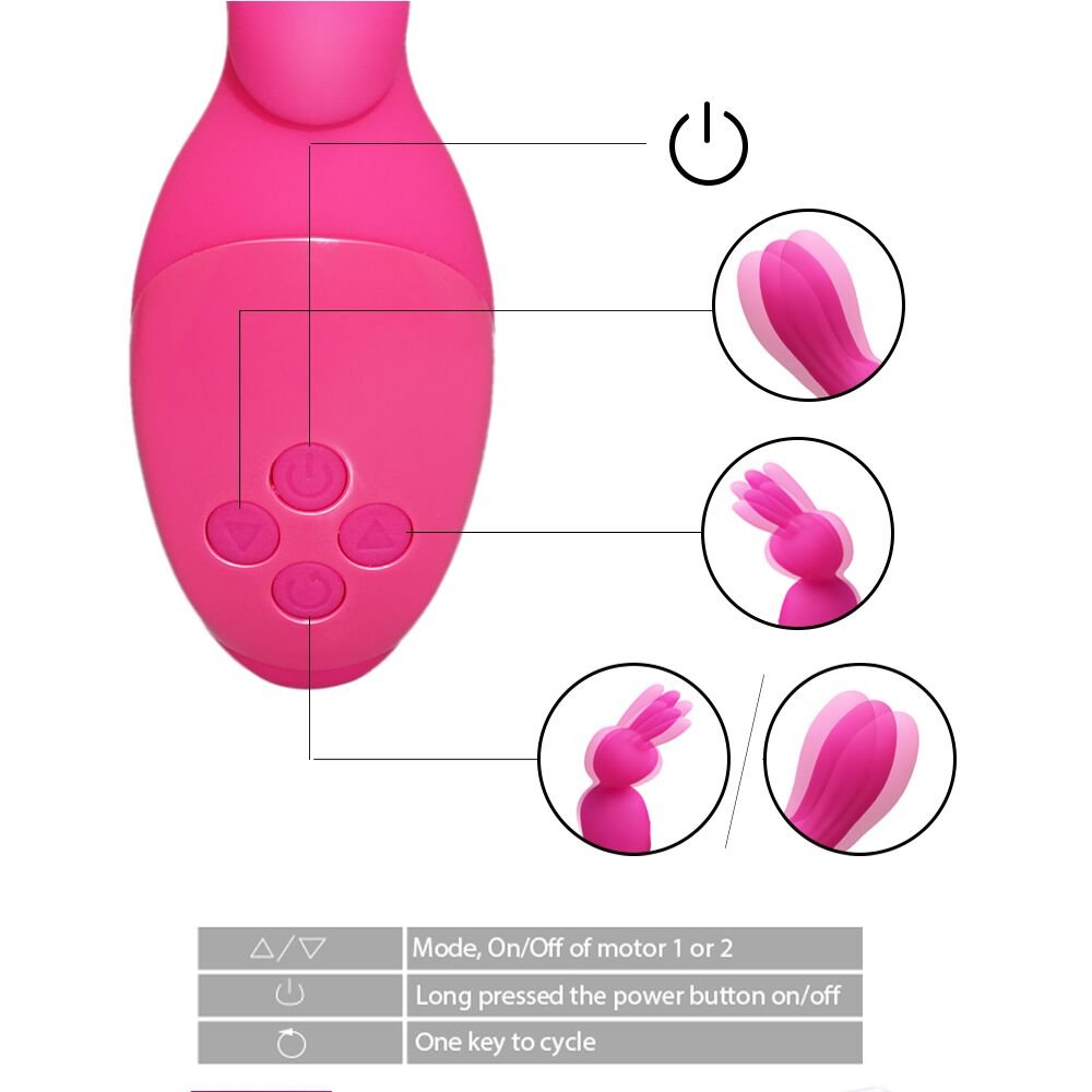 Cocoapa Rabbit Vibrator Rechargeable Waterproof Massager Handheld Electric Massagers Medical Silicone Wireless Dildo Vibrator G-spot Vibrator for Women (Pink)