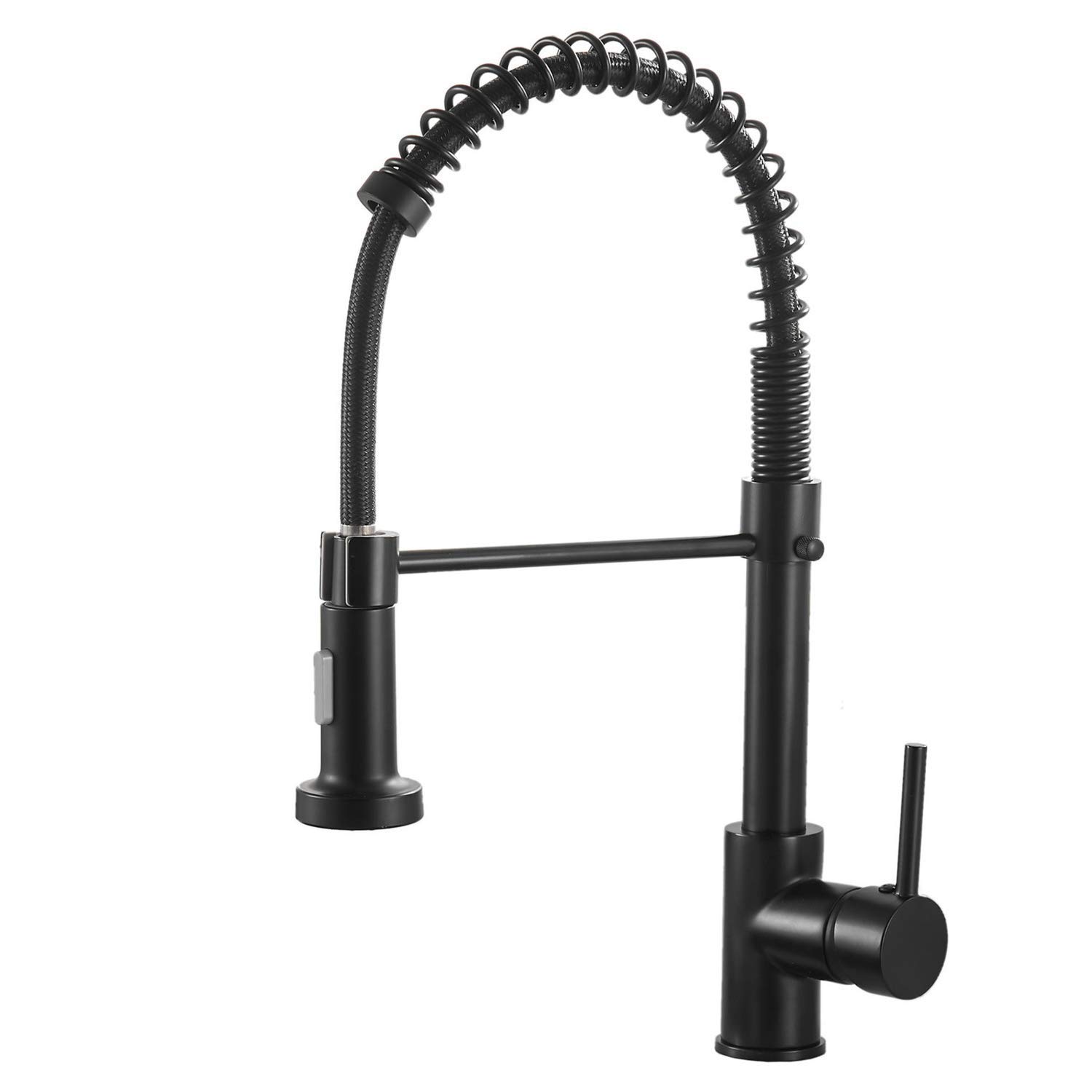 NEWRAIN 2 Function Kitchen Mixer Tap With Pull Out Spray, Stainless Steel Sink Faucet, High Arc 360° Swivel Matte Black