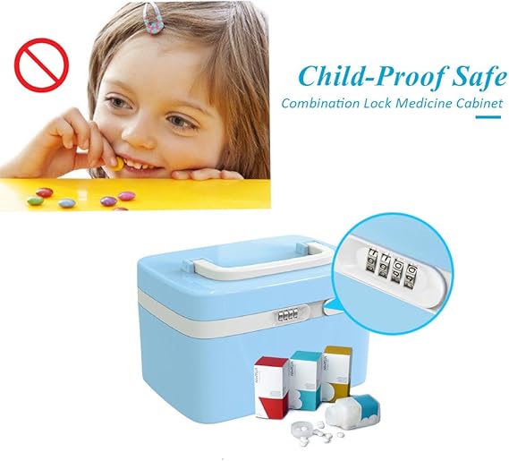 Amazon Com Storage Box Fortune Dragon Advanced Combination Coded Lock Medicine Cabinet With Separate Compartments Childproof Pill Case Storage Box Size 11x7 4x6 2 Inches Cyan Home Kitchen