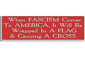 Gear Tatz - When Fascism Comes to America, It Will Be Wrapped in A Flag & Carrying A Cross - Political Bumper Sticker - 3 x 10 inches - Professionally Made in The USA - Vinyl Decal