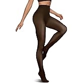 Vertvie Fleece Lined Tights for Women Thermal Pantyhose Fake Translucent Winter Warm Tights High Waisted Thick Leggings