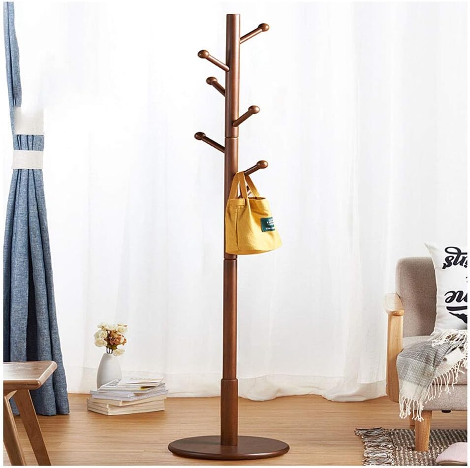 DUOMING Percheros Percheros de pie Estantes de Madera Maciza 7 Gancho