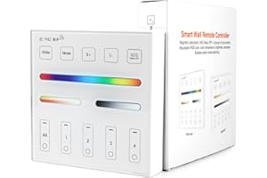 XXK WR01RF RF Panel Remoter, 4-Zone 2.4G Wall Mounted RF Remote Control Compatible with RGBCCT RGBW CCT RGB LED Controller, 99ft Wireless Control 4 Channel Group Control for Home LED Strip Lights